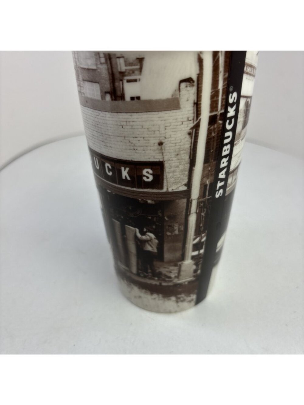 Starbucks 1912 Pike Street Seattle Ceramic Traveler 16 ounce Coffee Cup Tumbler - Picture 3 of 6